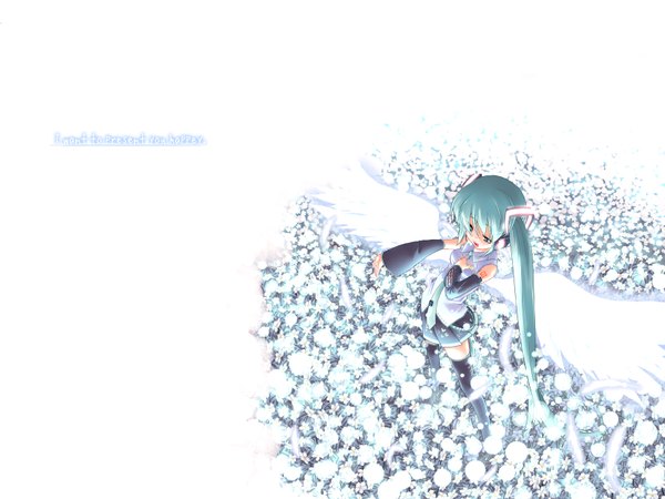 Anime picture 1600x1200 with vocaloid hatsune miku long hair girl flower (flowers) wings