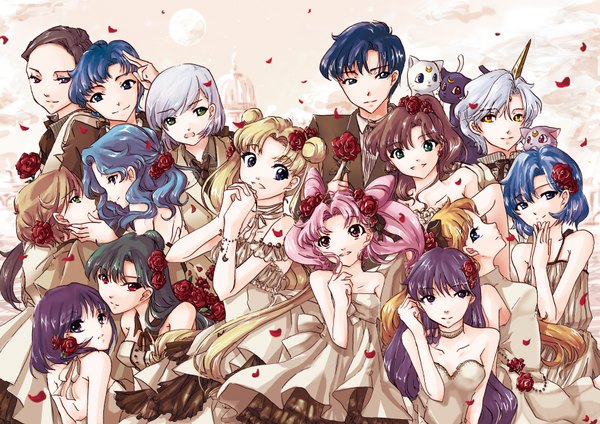 Anime picture 3508x2480 with bishoujo senshi sailor moon toei animation tsukino usagi chibiusa aino minako kino makoto mizuno ami hino rei tomoe hotaru kaiou michiru tenou haruka meiou setsuna chiba mamoru luna (sailor moon) helios seiya kou artemis (sailor moon) yaten kou diana taiki kou