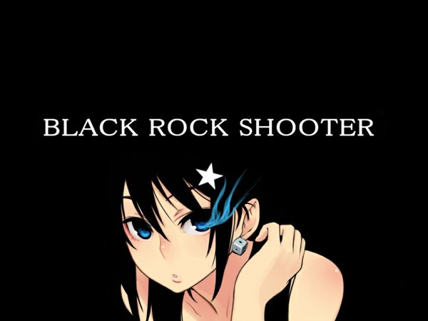 Anime picture 1024x768 with black rock shooter black rock shooter (character) chan\u00d7co copyright name black background close-up