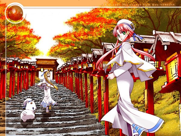 Anime picture 1024x768 with aria mizunashi akari alicia florence aria pokoteng stairs