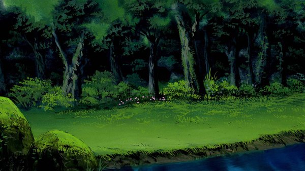Anime picture 1280x720 with monster hazard wide image game cg no people landscape river nature plant (plants) tree (trees) grass forest