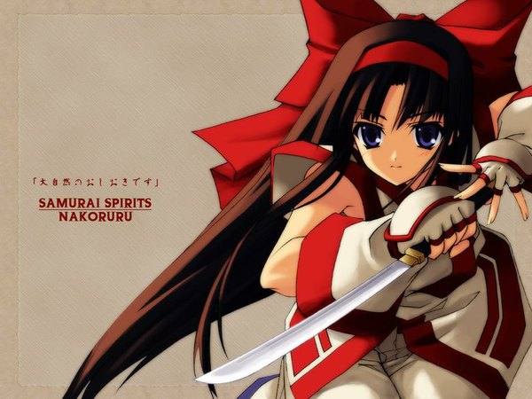 Anime picture 1024x768 with samurai spirits nakoruru japanese clothes miko knife