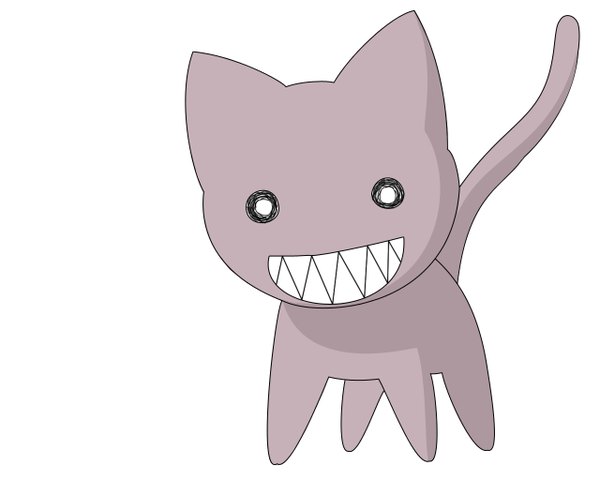 Anime picture 1280x1024 with azumanga daioh j.c. staff kamineko simple background white background teeth sharp teeth cat