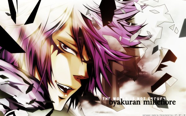 Anime picture 1920x1200 with katekyou hitman reborn byakuran lisz highres wide image purple eyes purple hair close-up boy