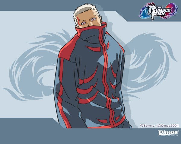 Anime picture 1280x1024 with the rumble fish (game) viren single looking at viewer short hair red eyes white hair boy suit