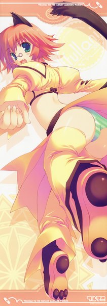 Anime picture 2133x6040 with fullani mitsumi misato tall image highres light erotic animal ears cat ears stick poster underwear panties glasses corone coco necoco