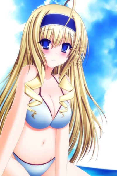 Anime picture 2000x3000 with infinite stratos 8bit cecilia orcott toyokawa itsuki (p mayuhime) long hair tall image looking at viewer blush highres breasts blue eyes light erotic blonde hair smile drill hair girl swimsuit bikini hairband