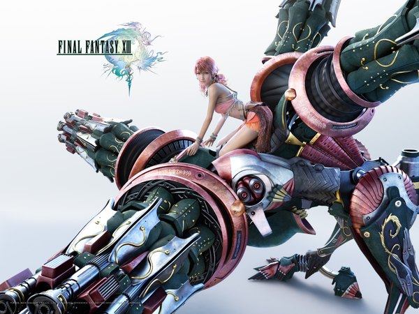 Anime picture 1600x1200 with final fantasy xiii oerba dia vanille twintails green eyes pink hair realistic girl