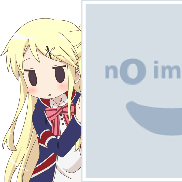 Anime picture 850x850 with kin-iro mosaic pixiv kujou karen mugen ouka single long hair blush blonde hair simple background white background payot looking away parted lips black eyes vector no image girl uniform school uniform bobby pin