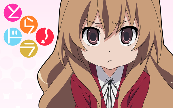 Anime picture 1920x1200 with toradora j.c. staff aisaka taiga single long hair looking at viewer highres simple background brown hair wide image brown eyes wallpaper portrait vector girl uniform school uniform