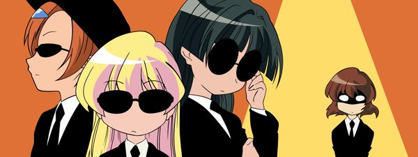 Anime picture 3200x1200 with pani poni dash! rebecca miyamoto ichijou uehara miyako tachibana rei highres wide image sunglasses