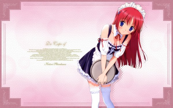 Anime picture 1920x1200 with da capo shirakawa kotori highres wide image red hair maid pink background