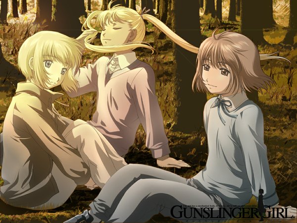 Anime picture 1024x768 with gunslinger girl madhouse triela henrietta (gunslinger girl) rico blonde hair