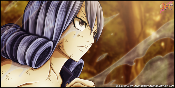 Anime picture 1280x649 with fairy tail juvia lockser law67 single long hair wide image bare shoulders brown eyes purple hair coloring magic drill hair face girl plant (plants) tree (trees) water