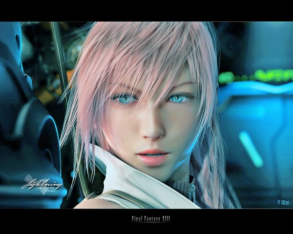 Anime picture 1280x1024 with final fantasy final fantasy xiii square enix lightning farron blue eyes lips realistic close-up