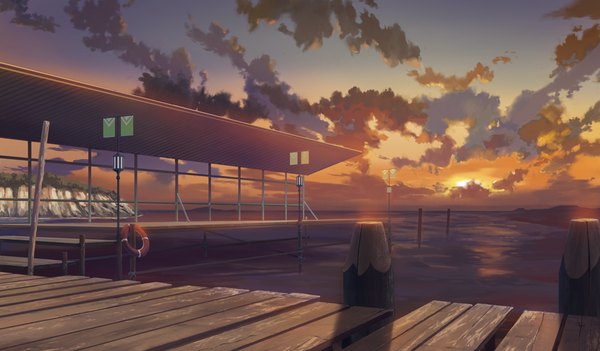 Anime picture 1024x600 with da capo iii wide image game cg sky cloud (clouds) evening sunset no people landscape sea