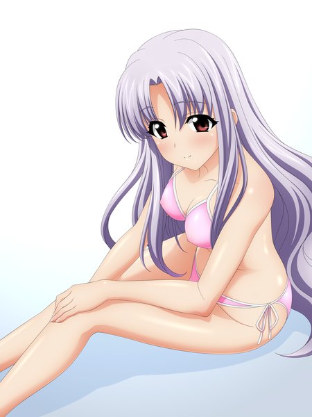 Anime picture 3544x4724 with chrono crusade gonzo azmaria hendric wave ride single long hair tall image looking at viewer highres breasts light erotic red eyes white background absurdres white hair girl swimsuit bikini