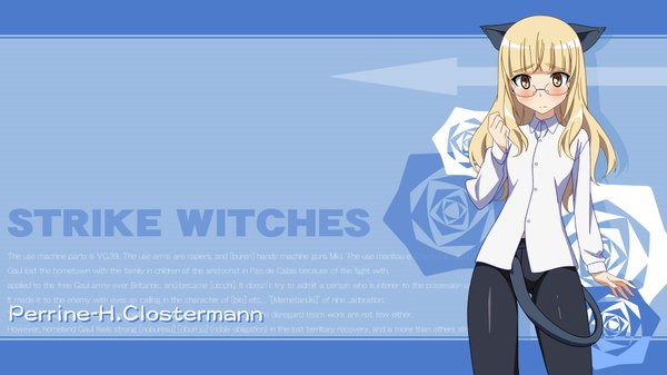 Anime picture 1920x1080 with strike witches perrine h clostermann highres wide image animal ears tail glasses