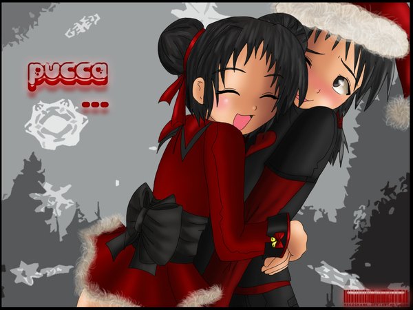 Anime picture 1024x768 with pucca (cartoon) pucca wallpaper christmas poorly drawn garu