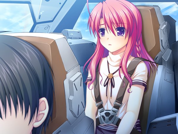 Anime picture 1600x1200 with fake azure arcology orikura rio asami asami long hair purple eyes game cg red hair girl