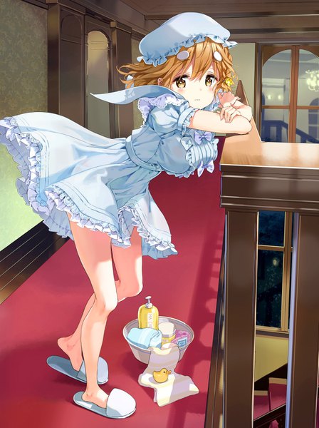Anime picture 1072x1435 with masamune-kun no revenge silver link koiwai yoshino tiv single tall image looking at viewer blush fringe short hair hair between eyes standing full body indoors wind bare legs maid leaning puffy sleeves tears