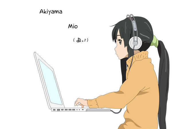 Anime picture 1600x1200 with k-on! kyoto animation akiyama mio transparent background headphones laptop computer