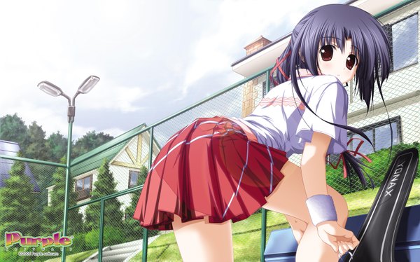 Anime picture 5870x3665 with akiiro renka purple software highres wide image skirt serafuku
