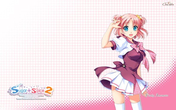 Anime picture 1920x1200 with sugar+spice 2 (game) single highres blue eyes wide image twintails pink hair short twintails serafuku amamoto fuuka