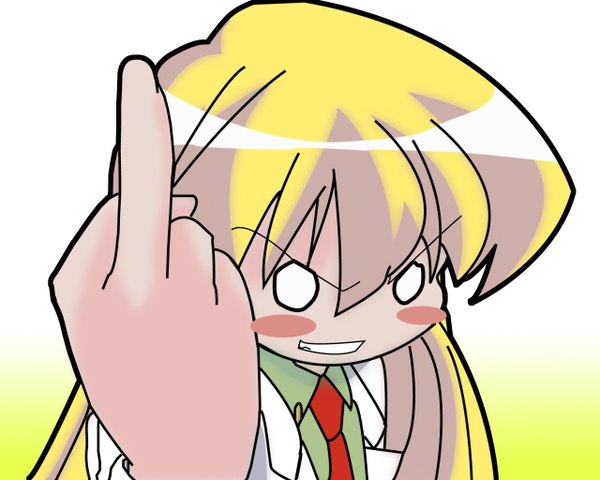 Anime picture 1280x1024 with pani poni dash! rebecca miyamoto middle finger tagme