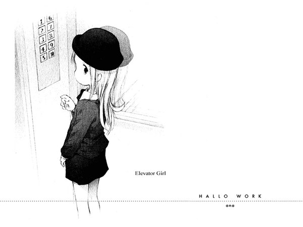 Anime picture 1024x768 with ichigo mashimaro ana coppola barasui white background elevator