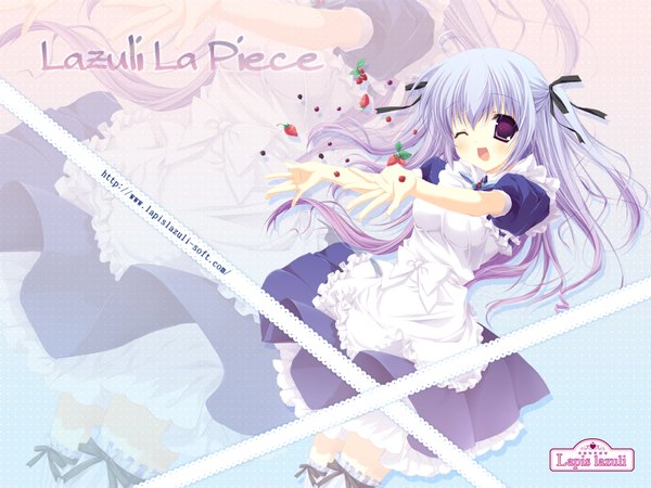 Anime picture 1600x1200 with areas nagamine ayana miyasaka miyu maid thighhighs ribbon (ribbons)