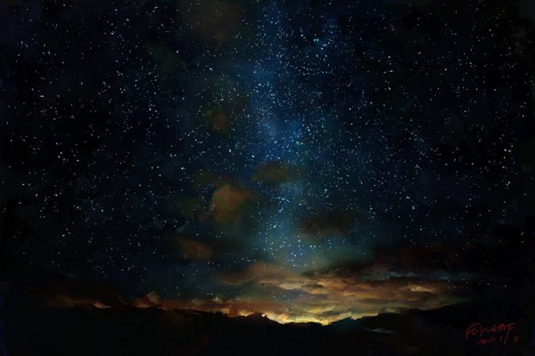 Anime picture 1500x1000 with original flyleaf signed sky cloud (clouds) night night sky star (stars)