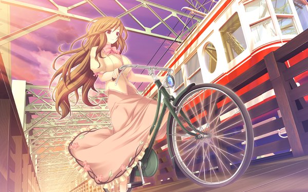 Anime picture 1024x640 with prism magical (game) long hair brown hair wide image brown eyes game cg girl