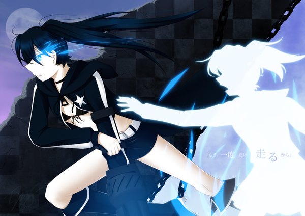 Anime picture 3508x2480 with black rock shooter black rock shooter (character) kuroi mato highres blue eyes black hair