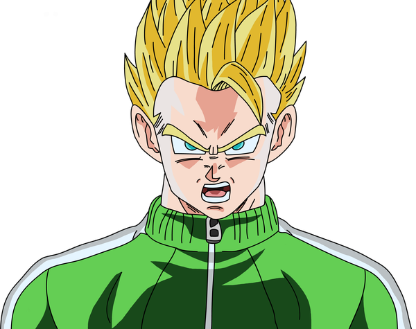 Anime picture 2398x1900 with dragon ball dragon ball z dragon ball z super toei animation son gohan single looking at viewer highres open mouth blue eyes blonde hair ahoge teeth angry boy zipper