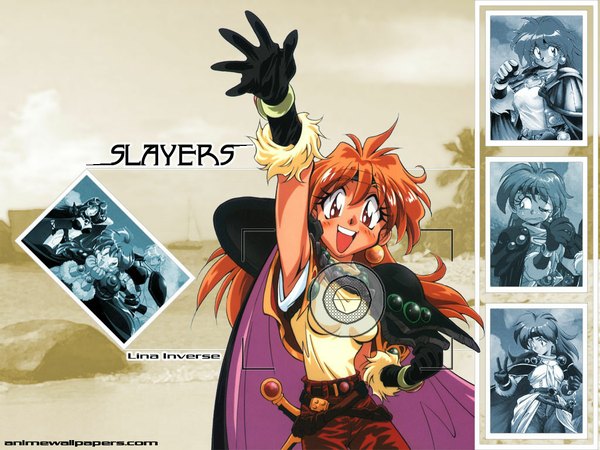 Anime picture 1024x768 with slayers j.c. staff lina inverse gourry gabriev naga the serpent