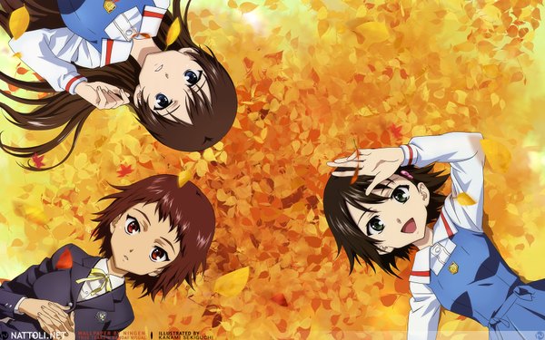 Anime picture 1680x1050 with true tears isurugi noe yuasa hiromi ando aiko wide image autumn