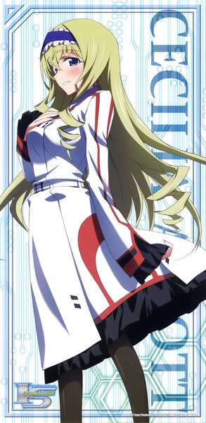 Anime picture 2133x4357 with infinite stratos 8bit cecilia orcott single long hair tall image blush highres blue eyes blonde hair long sleeves drill hair girl uniform school uniform hairband
