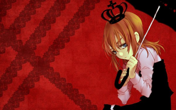 Anime picture 2560x1600 with umineko no naku koro ni ushiromiya maria ryuukishi07 07th expansion highres wide image girl umbrella crown