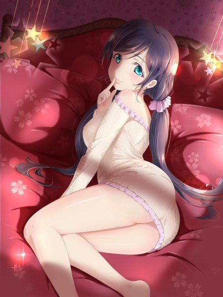 Anime picture 1920x2560 with love live! school idol project sunrise (studio) love live! toujou nozomi xiao ren single long hair tall image blush highres blue eyes light erotic purple hair ass girl