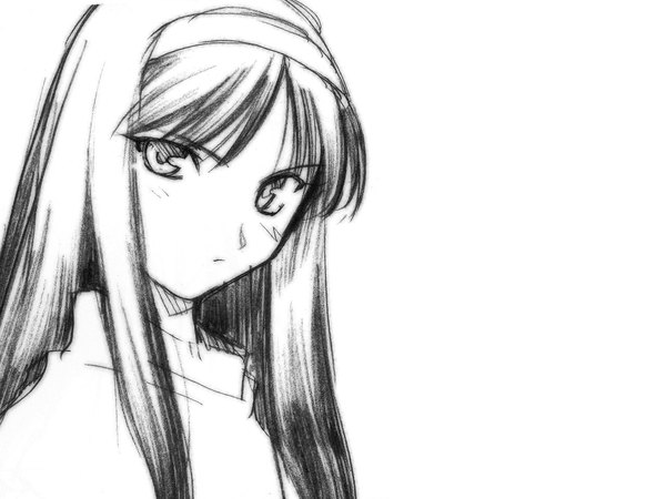 Anime picture 1280x960 with shingetsutan tsukihime type-moon toono akiha long hair sketch girl