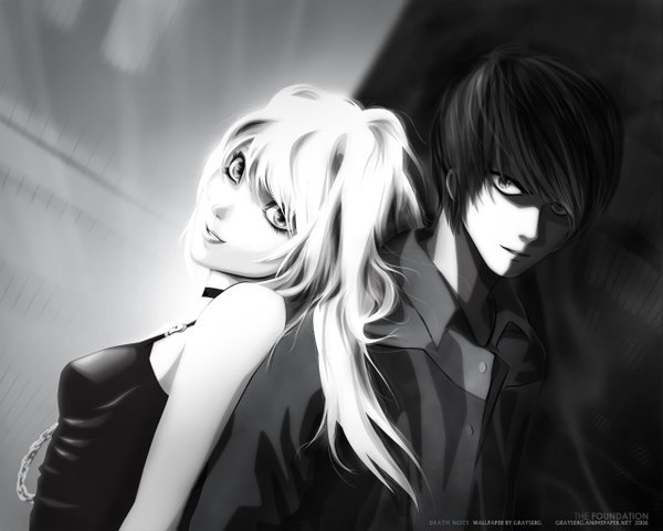 Anime picture 1280x1024 with death note madhouse yagami light amane misa tagme