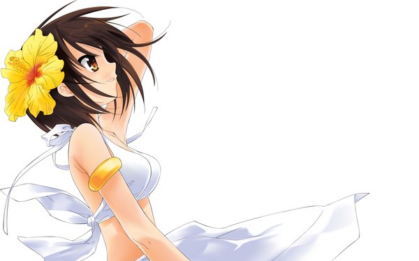 Anime picture 1920x1200 with suzumiya haruhi no yuutsu kyoto animation suzumiya haruhi itou noiji highres wide image white background official art vector girl