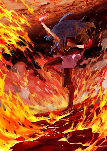 Anime picture 1000x1412 with fire emblem fire emblem: the binding blade nintendo ririna (fire emblem) single long hair tall image black hair girl skirt boots fire