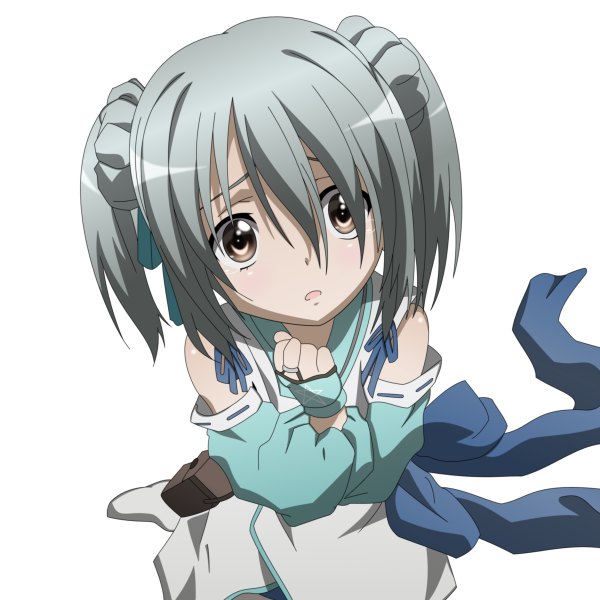 Anime picture 1200x1200 with oda nobuna no yabou takenaka hanbei (oda nobuna no yabou) spicegold short hair open mouth simple background white background twintails brown eyes japanese clothes grey hair loli short twintails girl detached sleeves