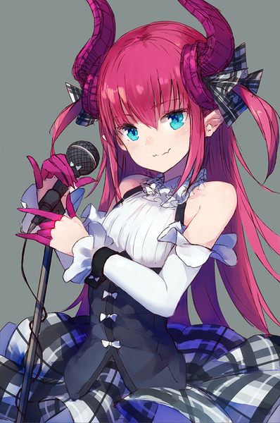 Anime picture 597x900 with fate (series) fate/extra fate/extra ccc elizabeth bathory (fate) (all) elizabeth bathory (fate) eterne alice single long hair tall image looking at viewer blush fringe simple background hair between eyes standing twintails bare shoulders holding payot pink hair