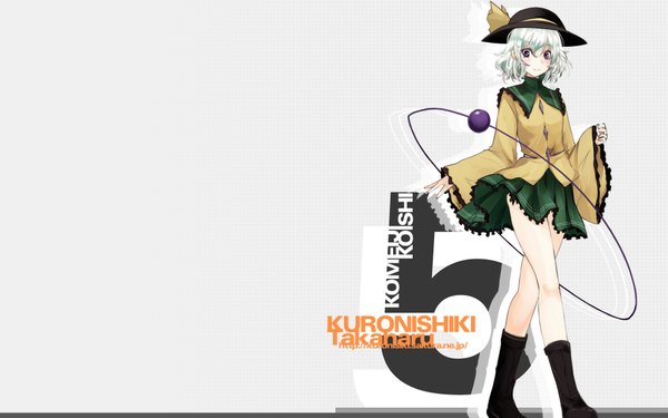 Anime picture 1920x1200 with touhou komeiji koishi takaharu highres short hair blue eyes wide image green hair girl hat boots