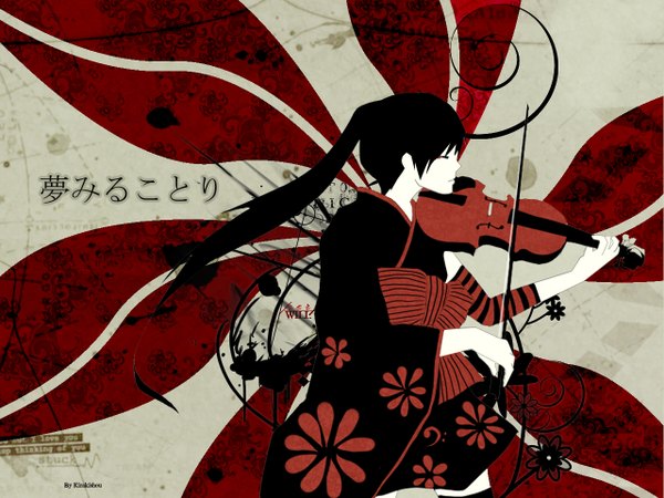 Anime picture 1280x960 with japanese clothes vector kimono violin bow (instrument) tagme