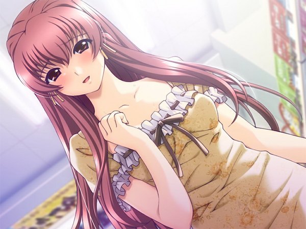 Anime picture 1024x768 with kazama mana (game) brown eyes game cg red hair girl