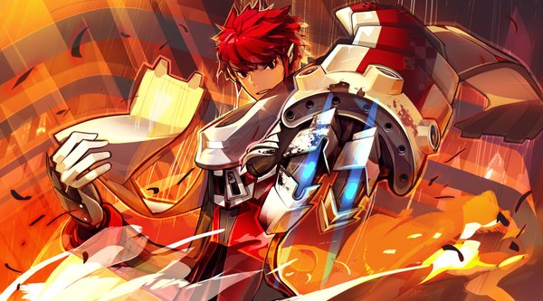 Anime picture 1600x888 with s4 league original panamaman red eyes wide image red hair boy armor